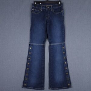 Polo Jeans Co Flared Jeans Women 2 (Fits 26x32) Blue Bootcut‎ Denim Leg Snaps